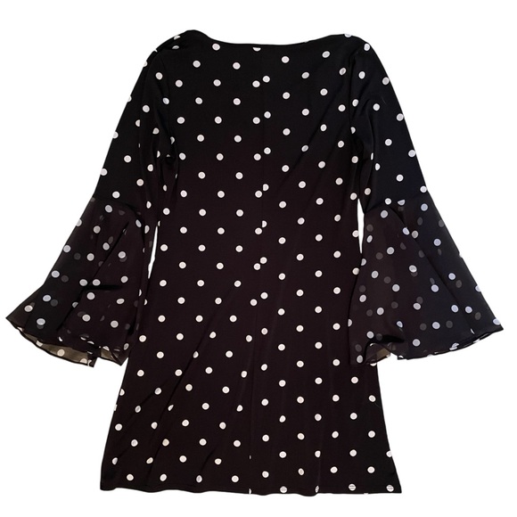 MSK Long Sleeve Black with White Polka Dot Dress Medium - Picture 2 of 6
